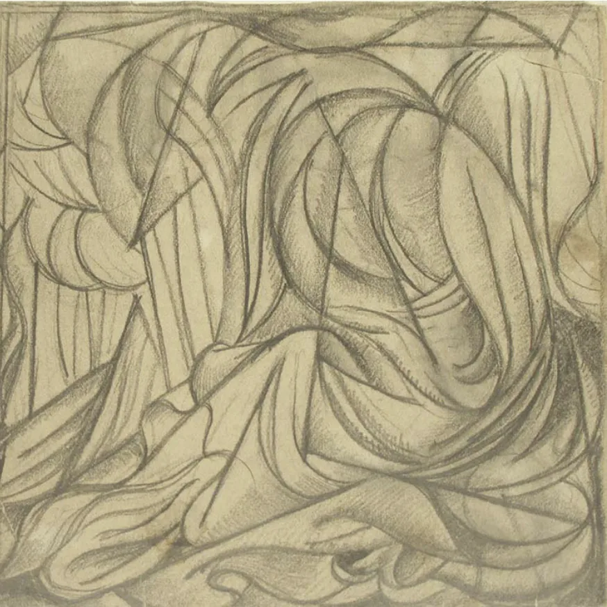 Vadym Meller, “Praying Woman” sketch for painting (1912–1914, pencil on paper)
