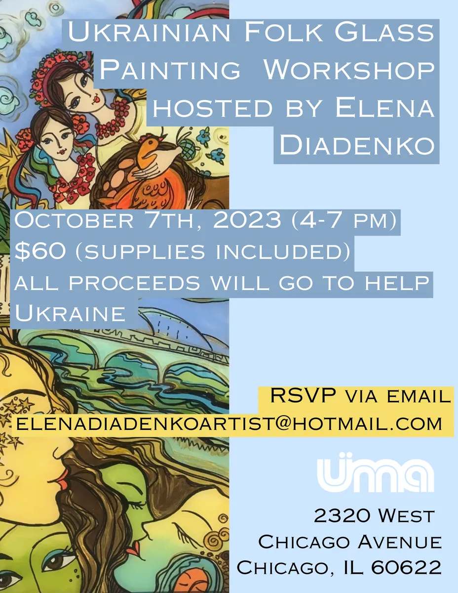 Ukrainian Folk Glass Painting Workshop Hosted by Elena Diadenko