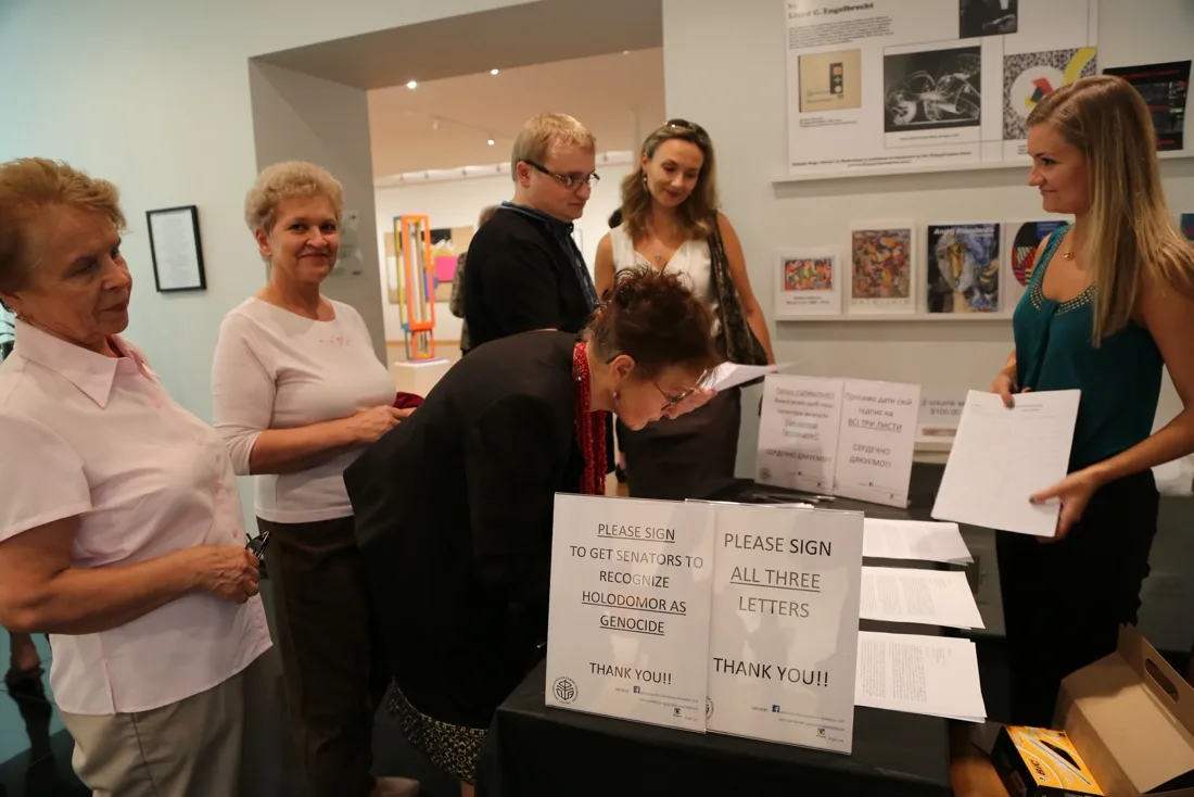 Installation view or artwork from Artists Respond to Genocide