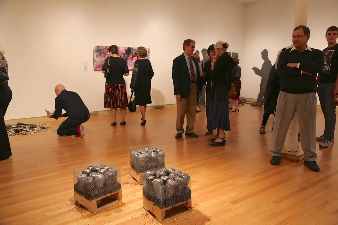 Installation view or artwork from Artists Respond to Genocide