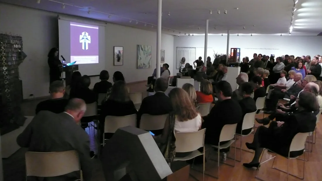 Installation view or artwork from Artists Respond to Genocide