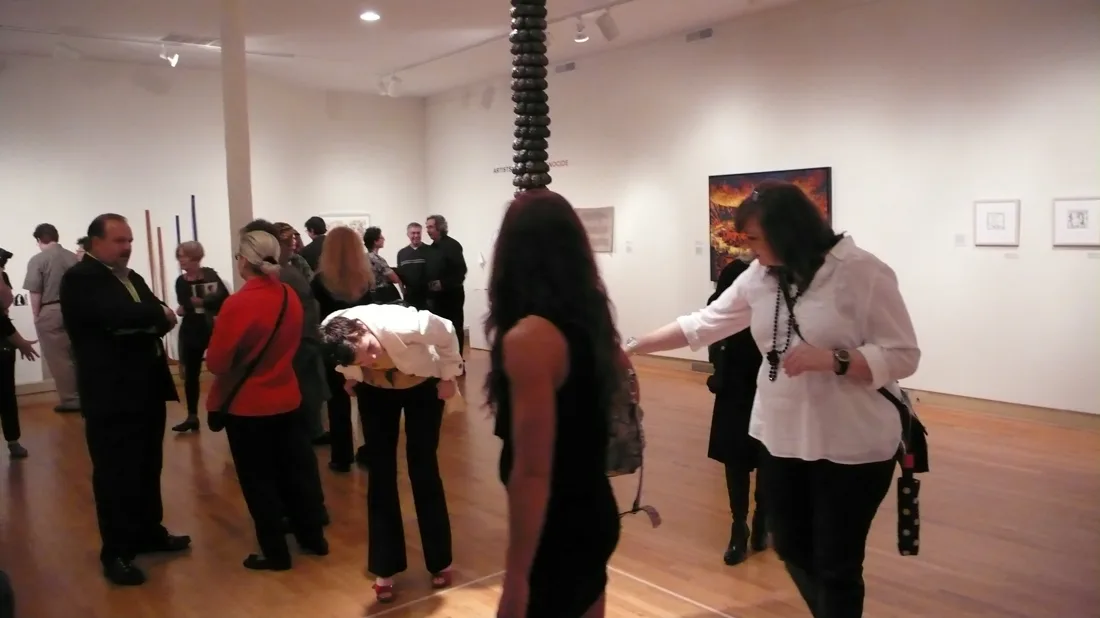 Installation view or artwork from Artists Respond to Genocide