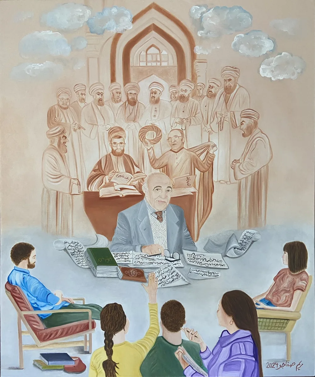 Installation view or artwork from Our Story Is One: Maryam Safajoo's Painting Series on the Persecution of Baha'is in Iran
