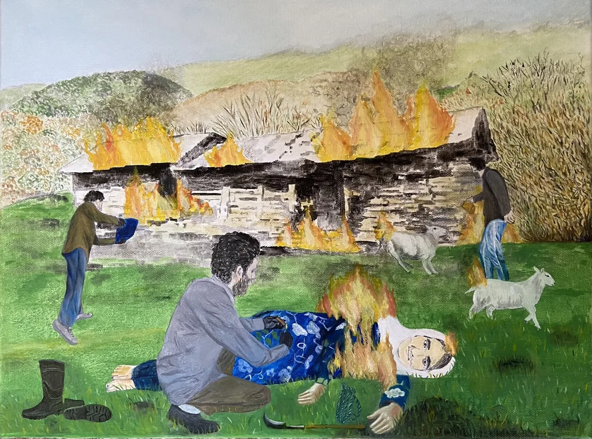Installation view or artwork from Our Story Is One: Maryam Safajoo's Painting Series on the Persecution of Baha'is in Iran