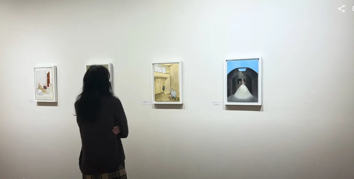 Installation view or artwork from Our Story Is One: Maryam Safajoo's Painting Series on the Persecution of Baha'is in Iran