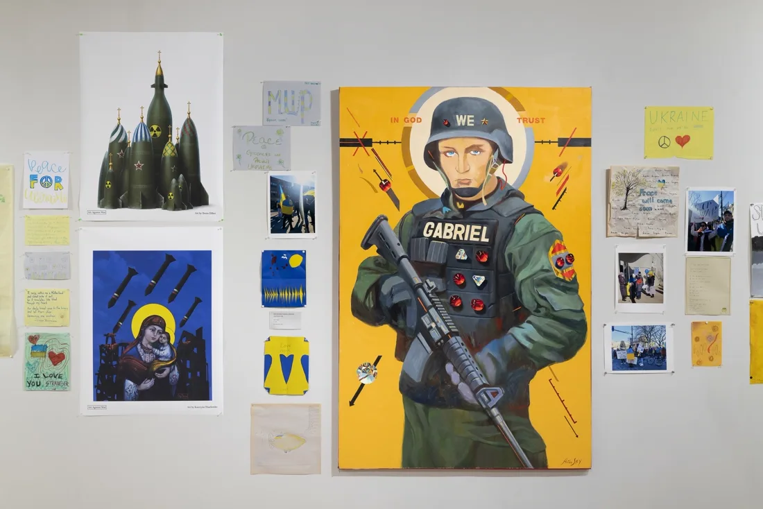 Installation view or artwork from Protest Art Exhibition 2022